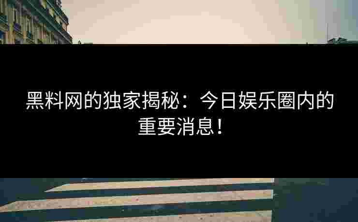 黑料网的独家揭秘：今日娱乐圈内的重要消息！