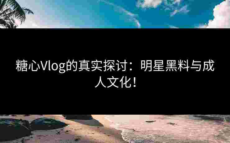 糖心Vlog的真实探讨：明星黑料与成人文化！