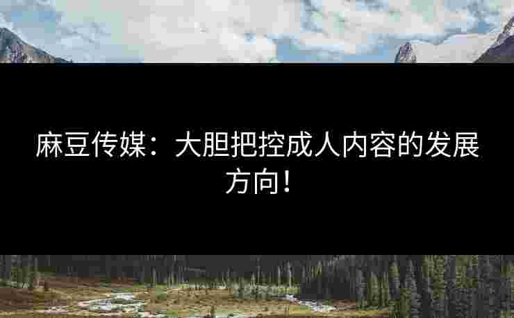 麻豆传媒：大胆把控成人内容的发展方向！